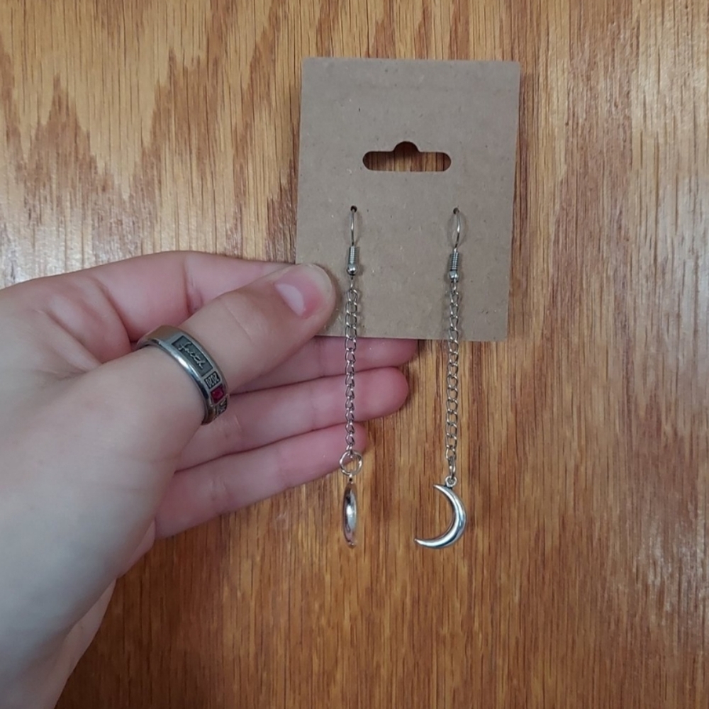 Silver moon earrings